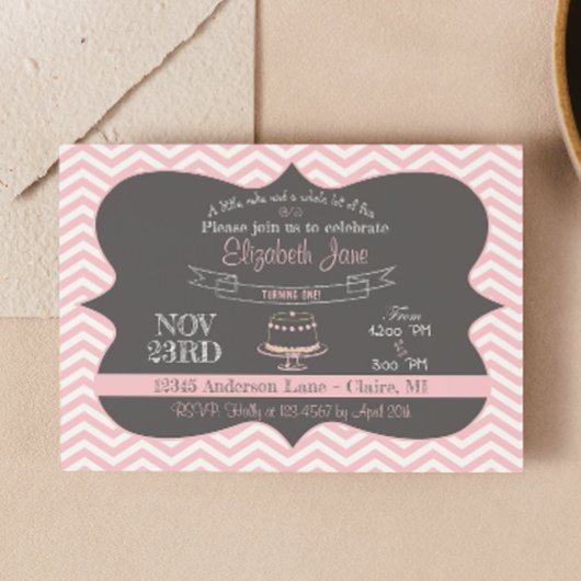 Pink Chalkboard Cake Premier Invitation