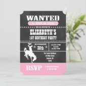 Pink Chalkboard Cowboy Invitation d'anniversaire (Debout devant)
