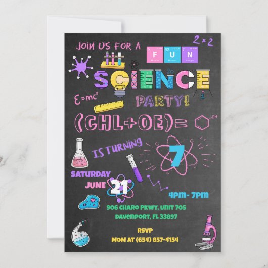 Pink Chalkboard Science Kaart (Voorkant)
