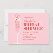 Pink champagne cocktail bridal shower kaart (Voorkant)