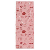 Pink Champagne Tower Galentine Doodle Pattern Wijn Cadeautas (Achterkant)