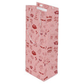 Pink Champagne Tower Galentine Doodle Pattern Wijn Cadeautas (Voorkant Gekanteld)