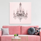 Pink Chandelier Canvas Wall Art Afdruk (Insitu (Woonkamer))
