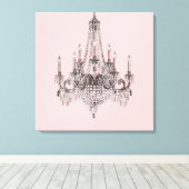 Pink Chandelier Canvas Wall Art Afdruk (Insitu (Houten vloer))