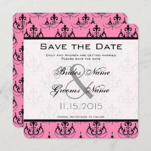 Pink Chandelier Wedding Save the Date Kaart