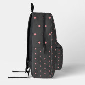 Pink & Charcoal Polka Dot Backpack – Modern Style Bedrukte Rugzak (Links)