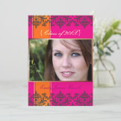 Pink chaud + Orange + Invitations photo Damas (Debout devant)