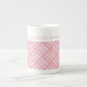 PINK CHECK QUILT Bone Chine Mug + Texte (Devant)