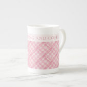 PINK CHECK QUILT Bone Chine Mug + Texte / Blush (Devant droit)