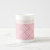 PINK CHECK QUILT Bone Chine Mug + Texte / Blush (Devant)