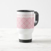 PINK CHECK QUILT Travel Mug + Text / Blush (Devant droit)