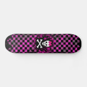Pink Check Skull Princess Skateboard (Horz)