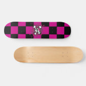 Pink Checker Girl Skull Skateboard (Horz)