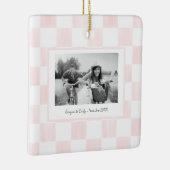 Pink Checkerboard Personalized Photo Keramisch Ornament (Rechts)
