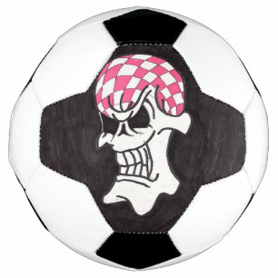 Pink Checkerboard Skull Soccer Ball