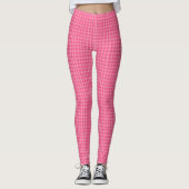 Pink checkered leggings displayed front and back  (Devant)