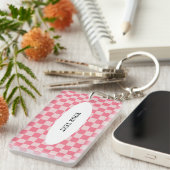 Pink Checks Custom Sleutelhanger (Voorkant Rechts)