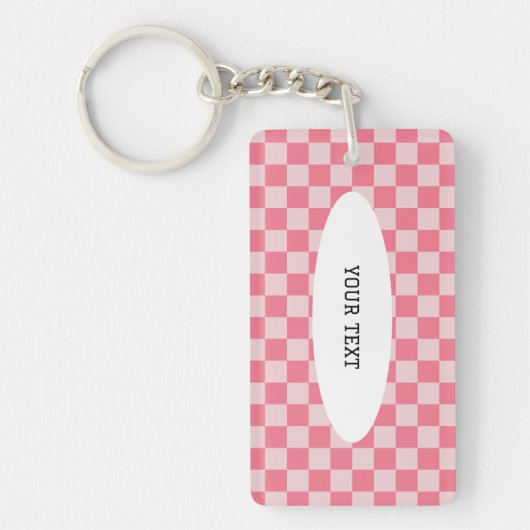 Pink Checks Custom Sleutelhanger (Voorkant)