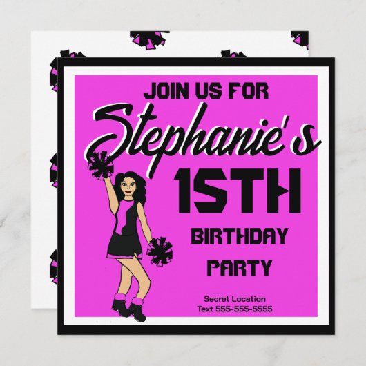 Pink Cheer #2 Invitation (Devant / Derrière)