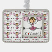 Pink Cheerleader Verzilverd Kader Ornament (Voorkant)
