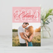 Pink Cheers to 2024 Noël Carte photo (Debout devant)