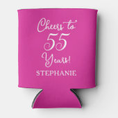 Pink Cheers to 55 Years 55th Birthday Can Blikjeskoeler (Voorkant)