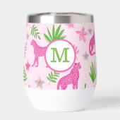 Pink Cheetah Preppy Monogram Arrière - plan rose (Arrière)