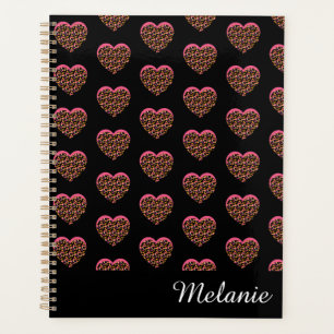 Pink Cheetah Print Hearts Nom Motif