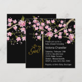 Pink Cherry Blossom Baby shower Kaart (Voorkant / Achterkant)