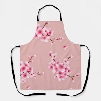 Pink Cherry Blossom Branches Pattern Schort