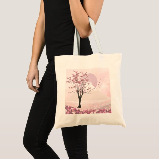 Pink Cherry Blossom Canvas tas (Voorkant (product))