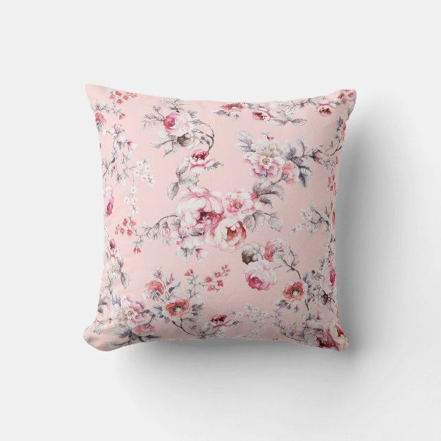 Pink Cherry Blossom Chinoiserie Sierkussen (Voorkant)