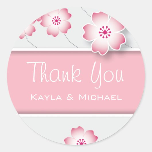 Pink Cherry Blossom Dank je zegels (Voorkant)