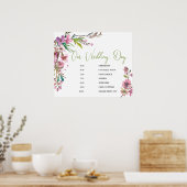 Pink Cherry Blossom Floral Wedding Schedule Sign Poster (Keuken)