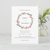 PINK CHERRY BLOSSOM FLORAL WREATH WEDDING INVITE BEDANKKAART (Staand voorkant)