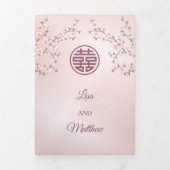 Pink Cherry Blossom | Foto Chinese bruiloft Drieluik Uitnodiging (Cover)
