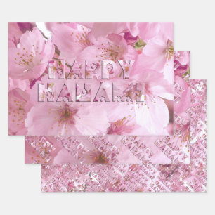 Pink Cherry Blossom Japans festival Happy Hanami Inpakpapier Vel