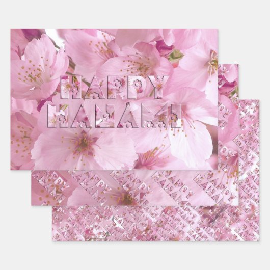 Pink Cherry Blossom Japans festival Happy Hanami Inpakpapier Vel (Set)
