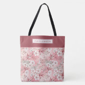 Pink cherry blossom monogram draagtas (Voorkant)