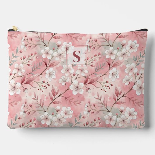 Pink cherry blossom monogram etui (Voorkant)