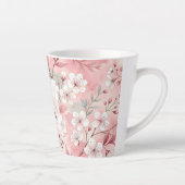 Pink cherry blossom monogram latte mok (Rechts)