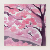 Pink Cherry Blossom | Natuur Waterverf Legpuzzel (Verticaal)
