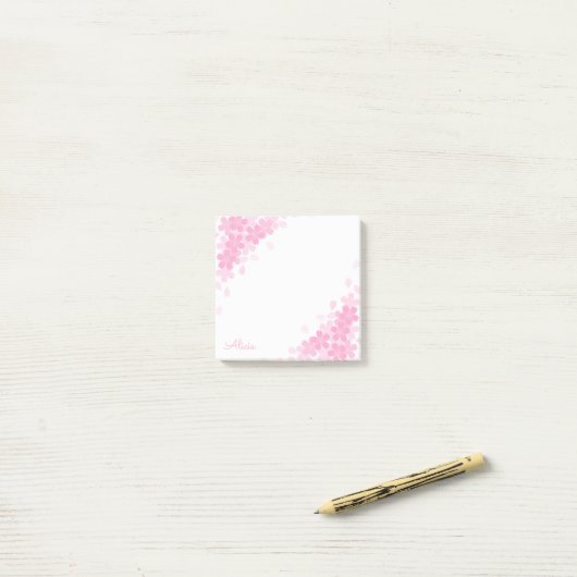 Pink Cherry Blossom Personalized 3x3 Post it Notes (Op bureau)