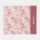 Pink cherry blossom Personalized Fleece Deken (Voorkant (Horizontaal))