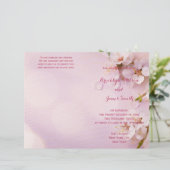 Pink Cherry Blossom Programmes de mariage Circulai (Debout devant)
