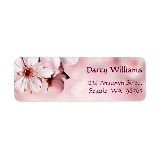 Pink Cherry Blossom return address labels (Voorkant)