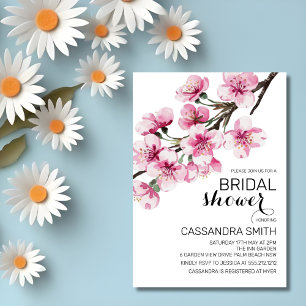 Pink Cherry Blossom Sakura Greenery Vrijgezellenfe Kaart