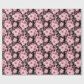 Pink Cherry Blossom Sakura Oriental Floral Pattern Cadeaupapier (Vlak)