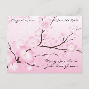 Pink Cherry Blossom Save the Date Briefkaarten