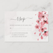 Pink Cherry Blossom Waterverf Floral Wedding RSVP Kaartje (Voorkant)